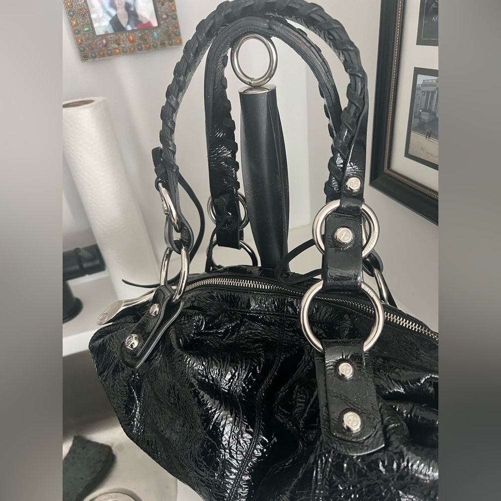 Francesco Biasia black crushed patten leather